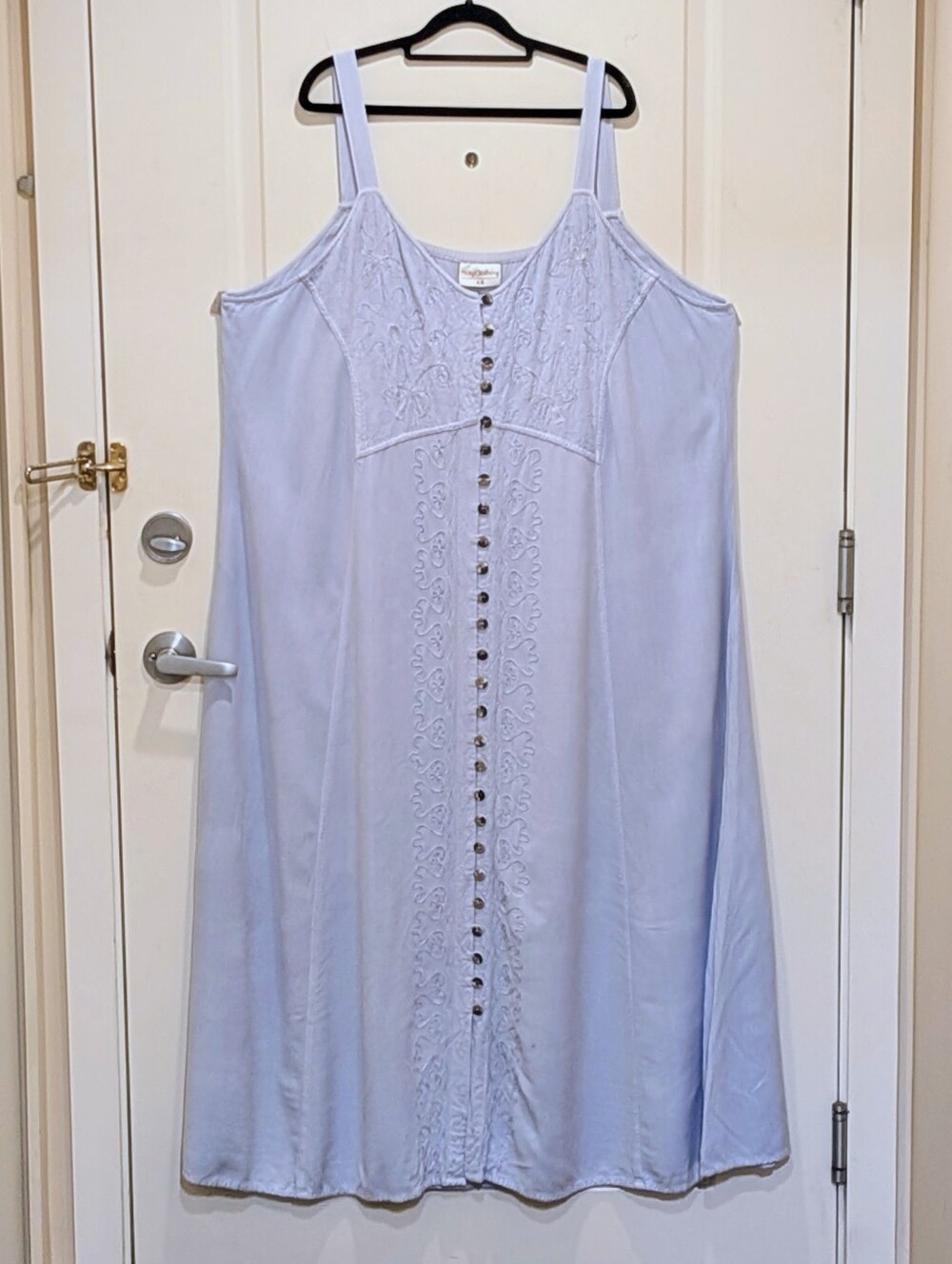 NWOT Holy Clothing 4X Pale Blue Flowy Viscose Button Front Renaissance Dress